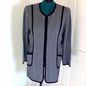 Misook Navy Blue and White Weave Knit Jacket XL